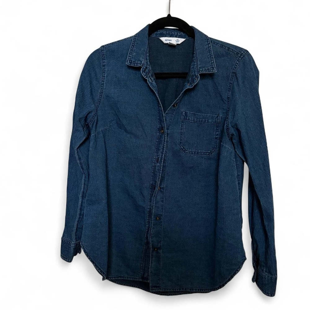 Old Navy Women's Dark Blue Button Down Shirt